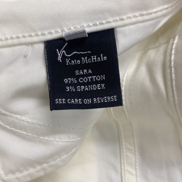 NEW KATE MCHALE white dress pants relaxed straight high waist trousers - Picture 7 of 9
